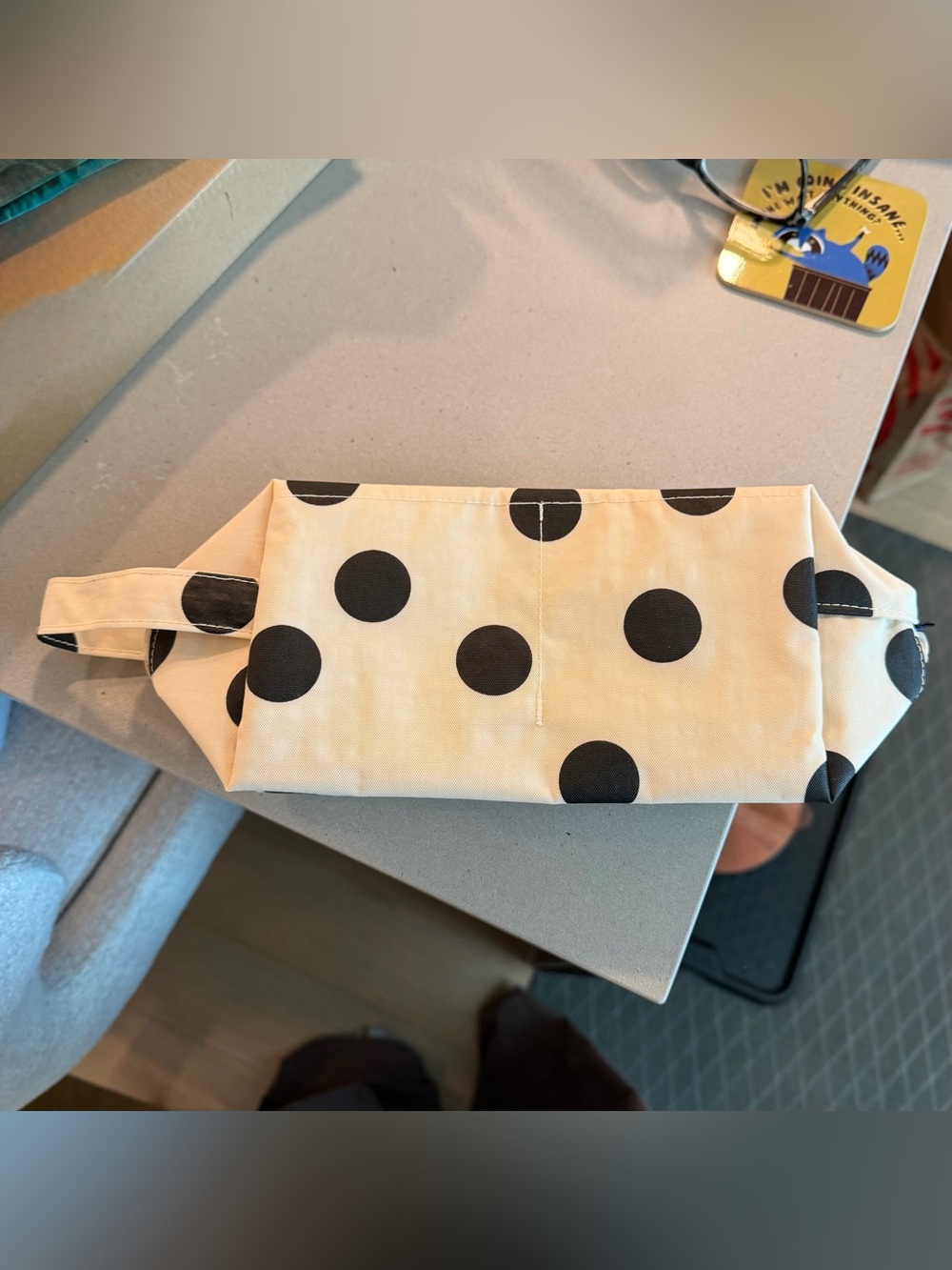 BAGGU Dopp Kit, Cream & Black Polka Dot